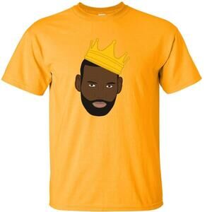 Gold Lebron James Los Angeles Lakers King Pic T-Shirt